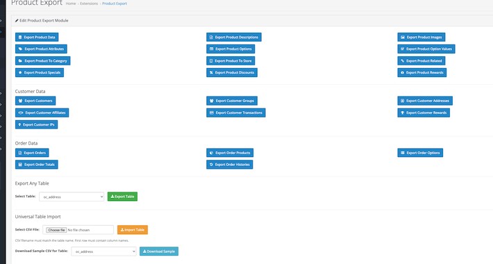 Export Customer Data to CSV file &  Import Universal Data