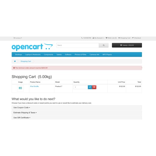 OpenCart Minimum Order Amount OpenCart Minimum Order Amount