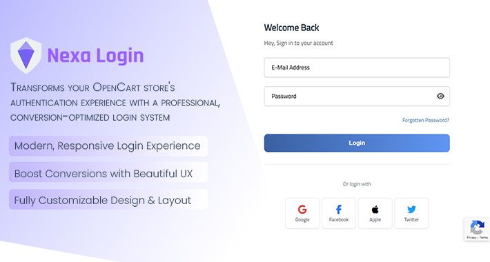 NexaLogin - Modern Login & Register System for OpenCart NexaLogin - Modern Login & Register System for OpenCart