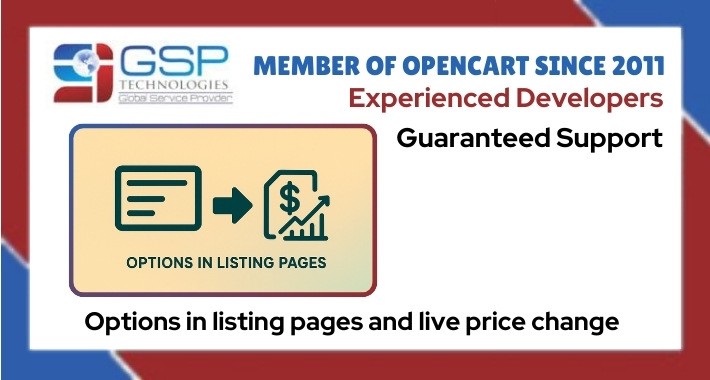 Options in listing pages and live price change