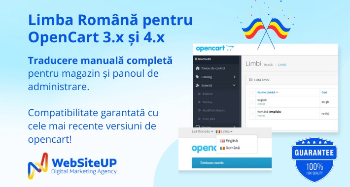 Limba Romana pentru Opencart 3.x si 4.x (magazin si admin)