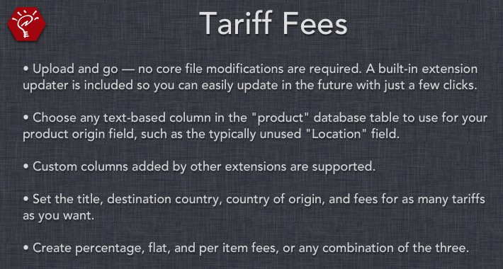 Tariff Fees