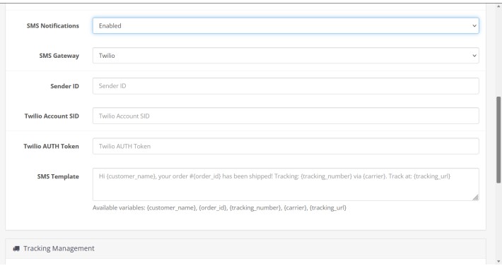 Shipping Tacker SMS and EMail Notifications