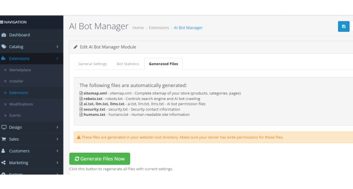 AI BOT MANAGER FOR OPENCART