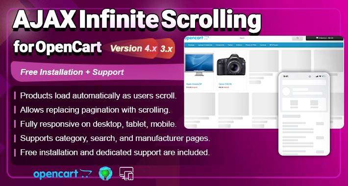 AJAX Infinite Scrolling for OpenCart 3.x & 4.x