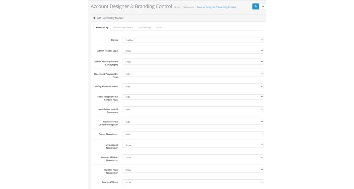 Account Designer And Branding Control