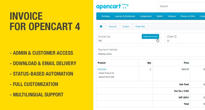 Invoice for OpenCart 4