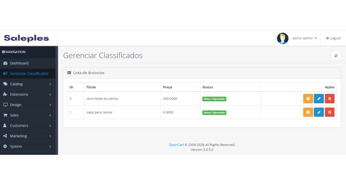 Classified module for OpenCart