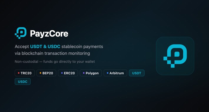 PayzCore - Accept USDT & USDC Crypto Payments