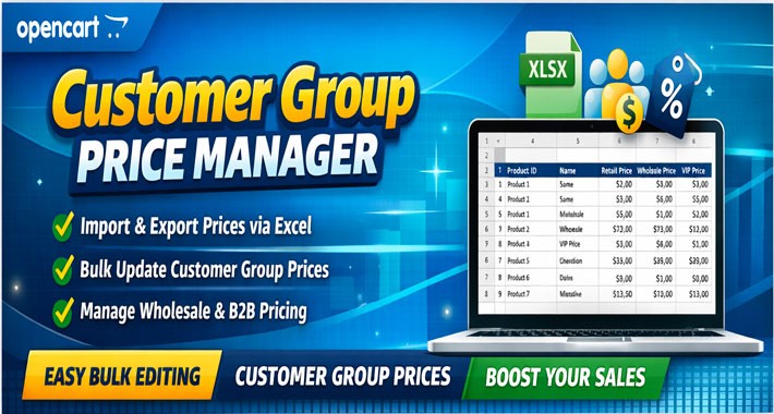 OpenCart Customer Group Price Manager OC3.X
