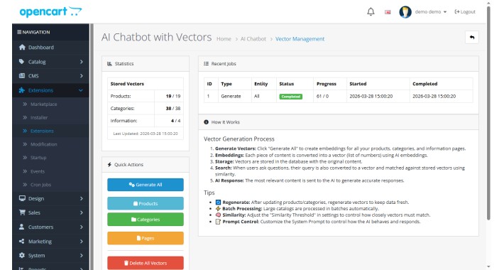 AI Chatbot with Vectors (embedings)