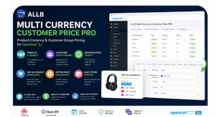 ALLB Product Currency & Customer Group Price PRO for OC 3.x ALLB Product Currency & Customer Group Price PRO for OC 3.x