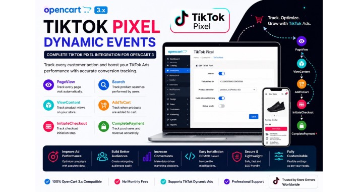 TikTok Ads Conversion Tracking for OpenCart 3 - TikTok Pixel