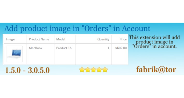 Add product image in "Orders" in Account