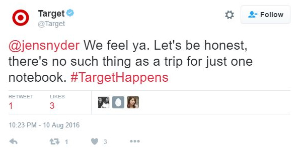 Target engagement tweet example