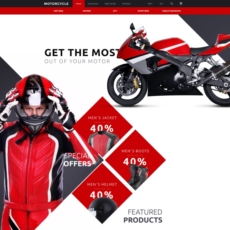 Red Motorcycle OpenCart Theme