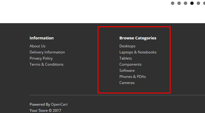 OpenCart - Show Categories In Footer