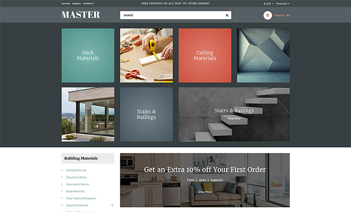 Building Materials Responsive OpenCart Template
