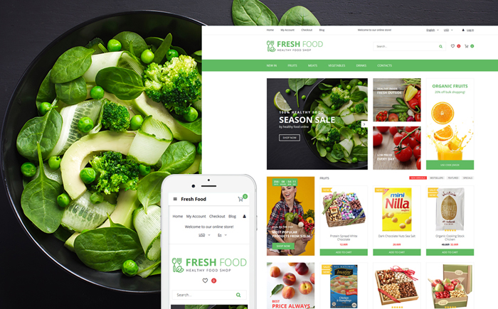 Healthy Food Store OpenCart Template    