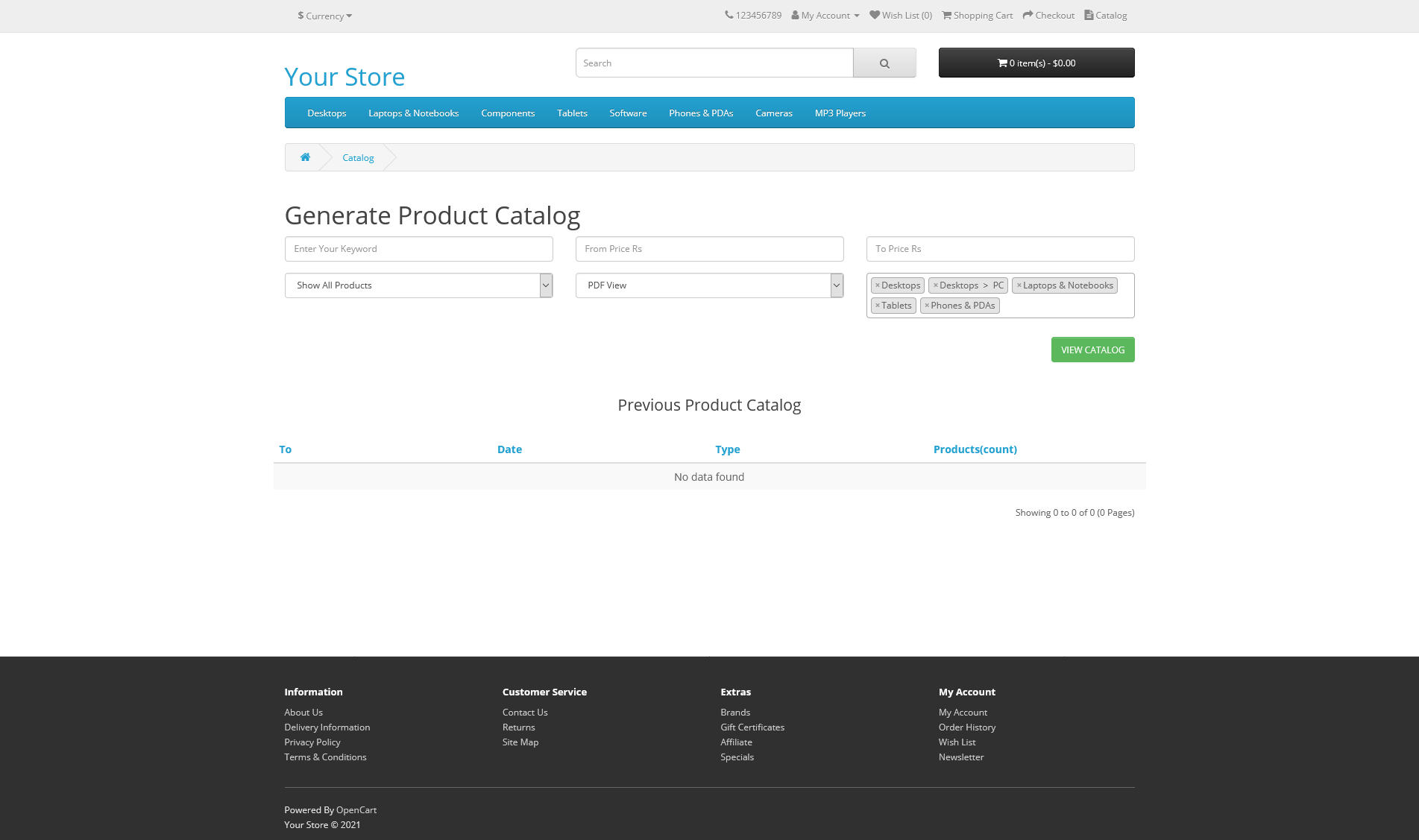 OpenCart - Product Catalog Frontend