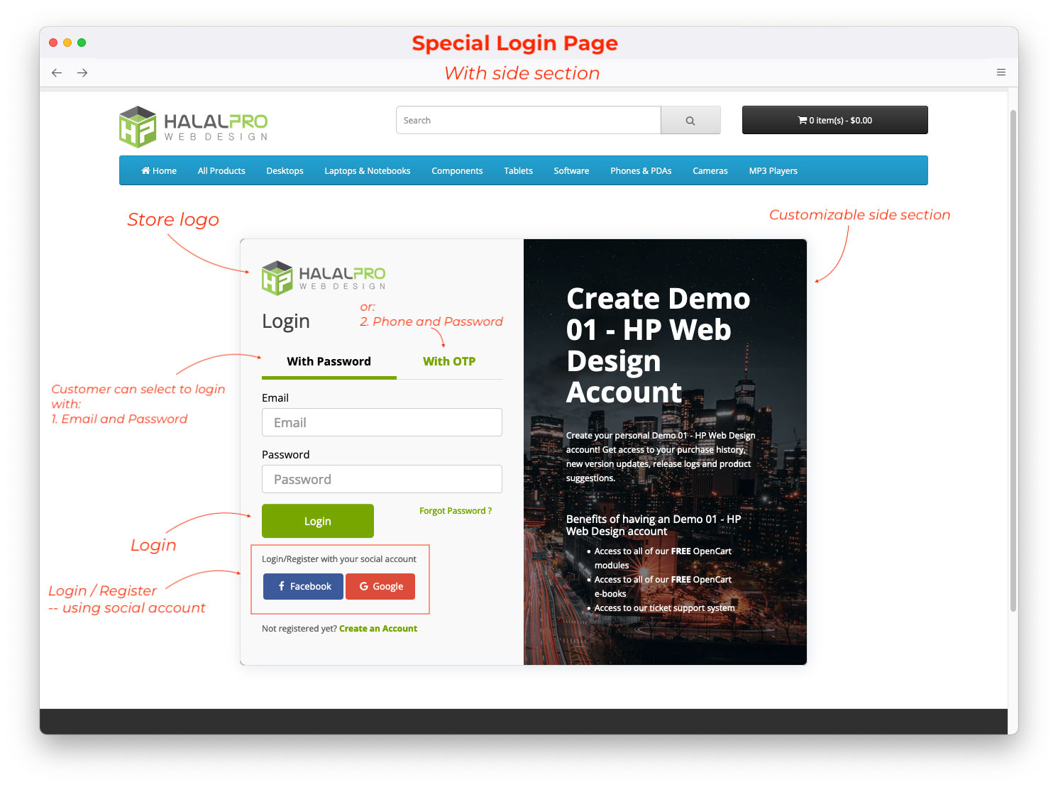 EasyAuth Social Login - OTP login via SMS & Social Login with FB,  Twitter