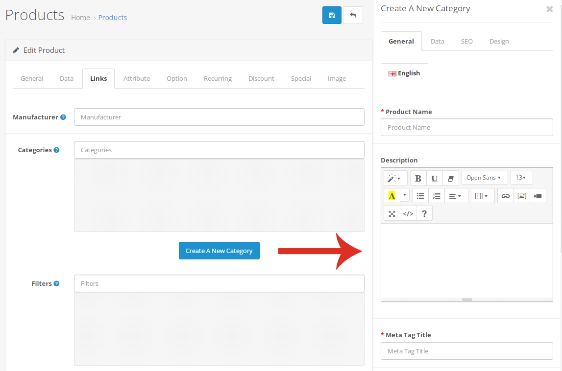 OpenCart - Create Categories In Product Form