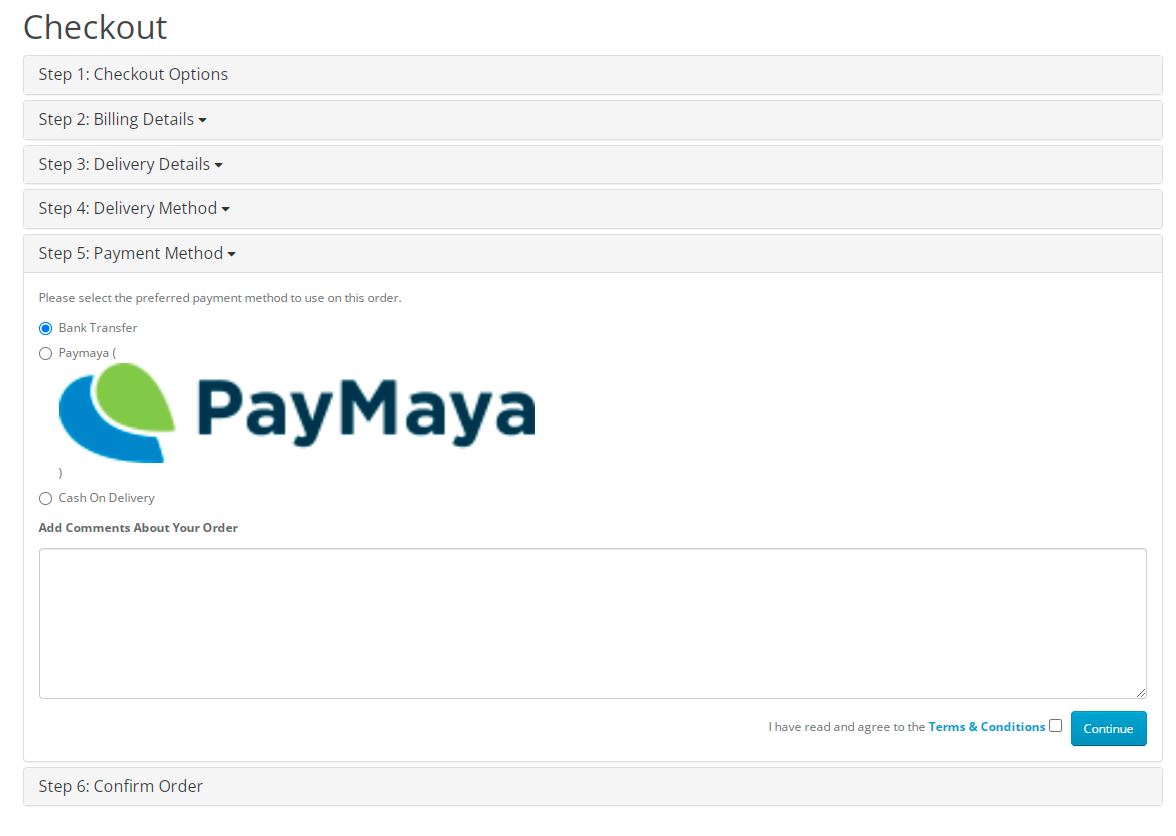 Paymaya Opencart payment method 