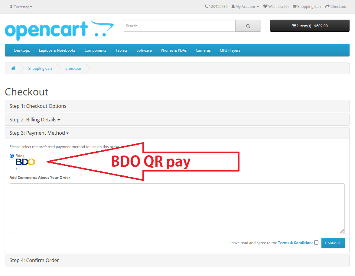 opencart bdo qr payment