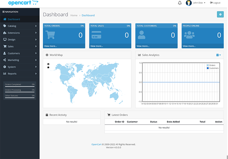 Opencart 4.0 backend