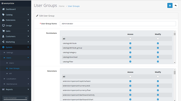 Opencart user groups