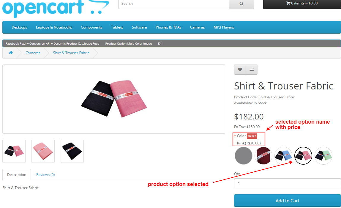 OpenCart - Product Option Multi Color Image