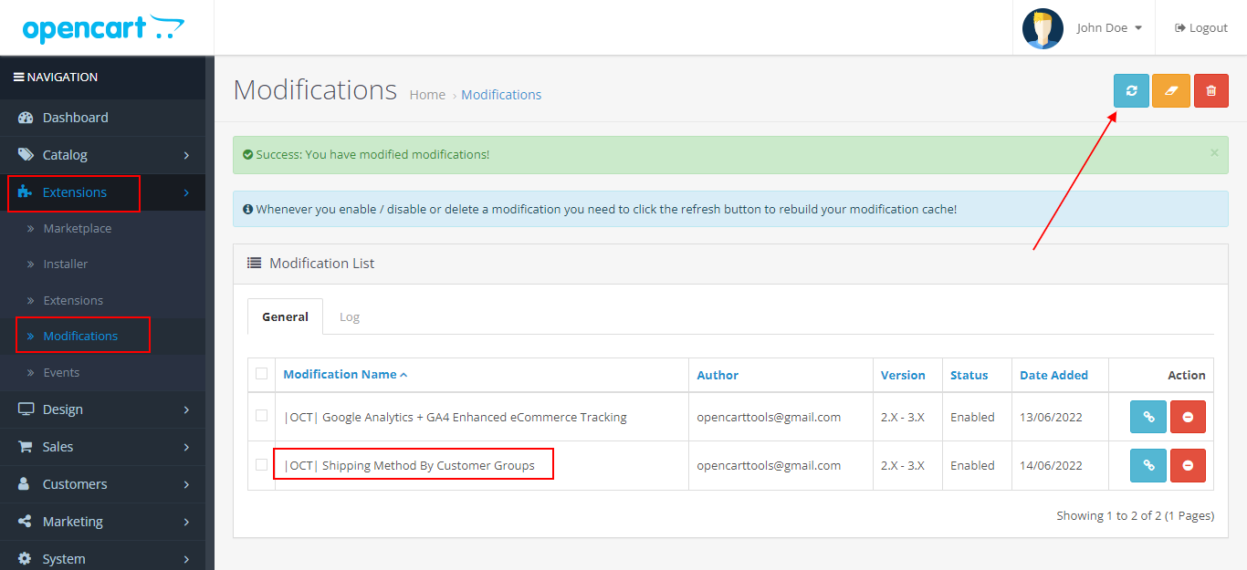OpenCart - Shipping Method By Customer Groups