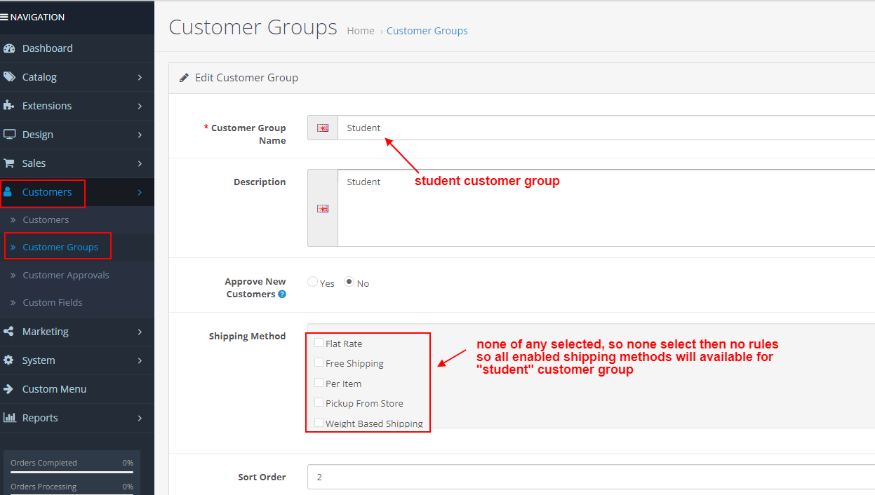 OpenCart - Shipping Method By Customer Groups