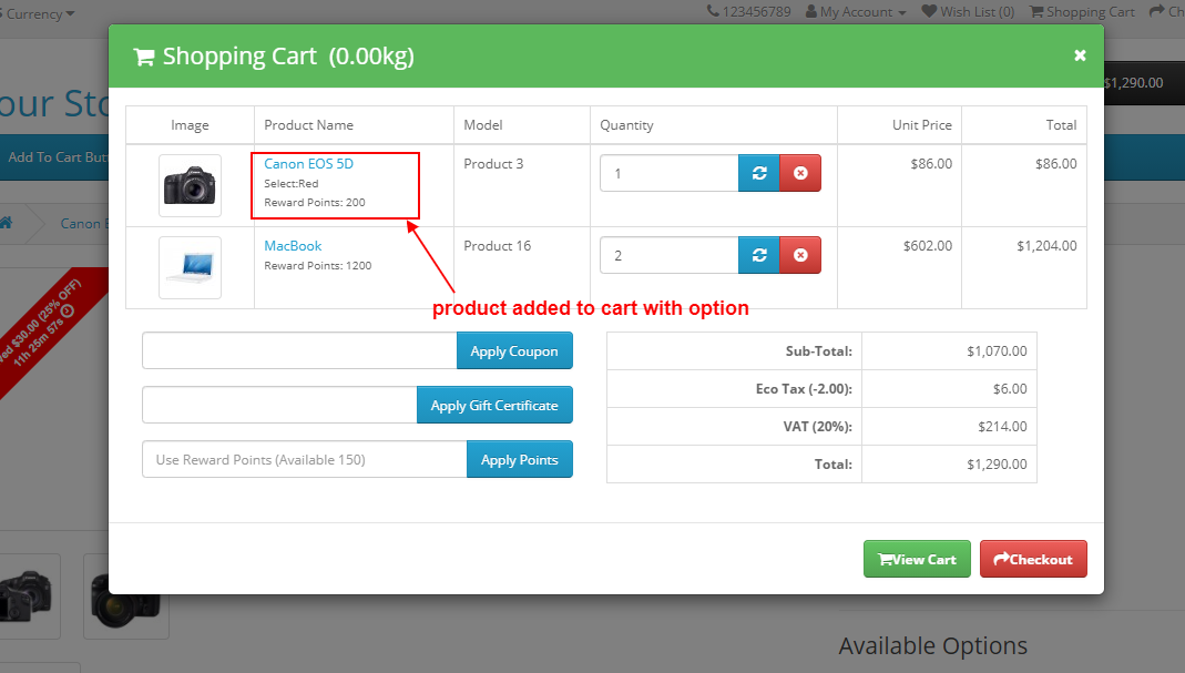 OpenCart Add To Cart Popup