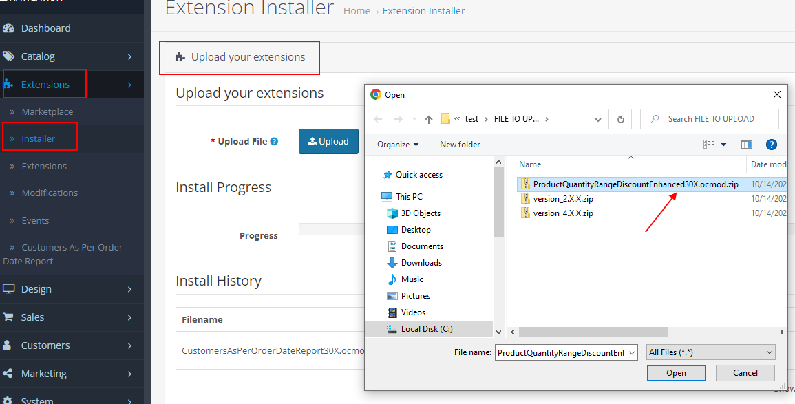OpenCart Product Quantity Range Discount Enhanced