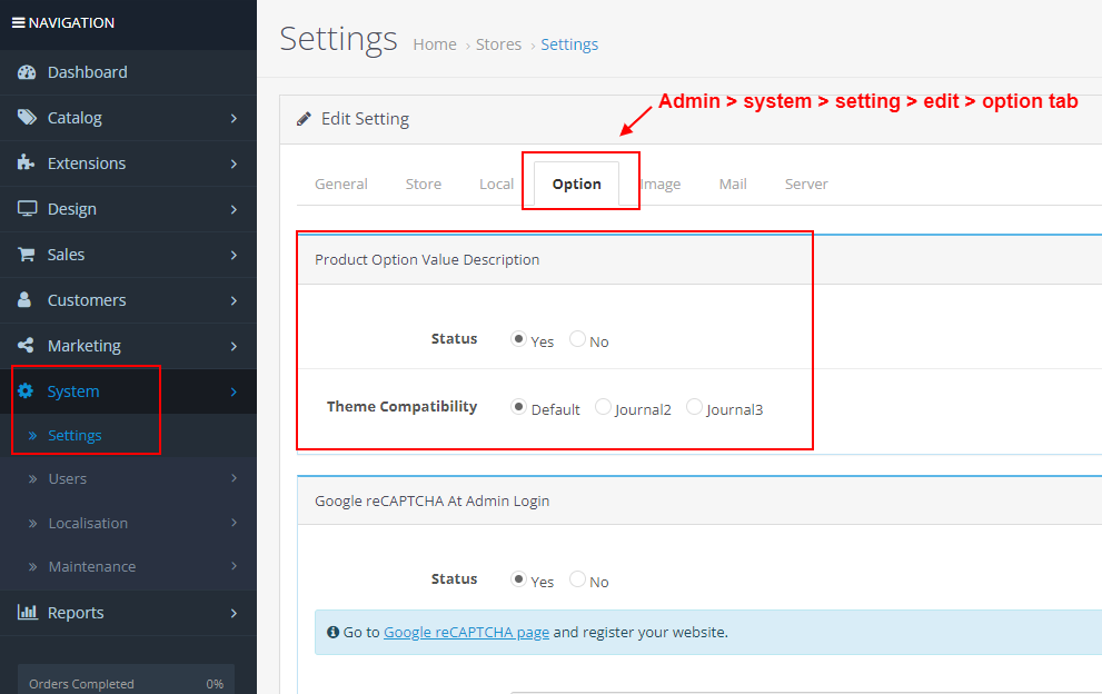 OpenCart - Product Option Value Description