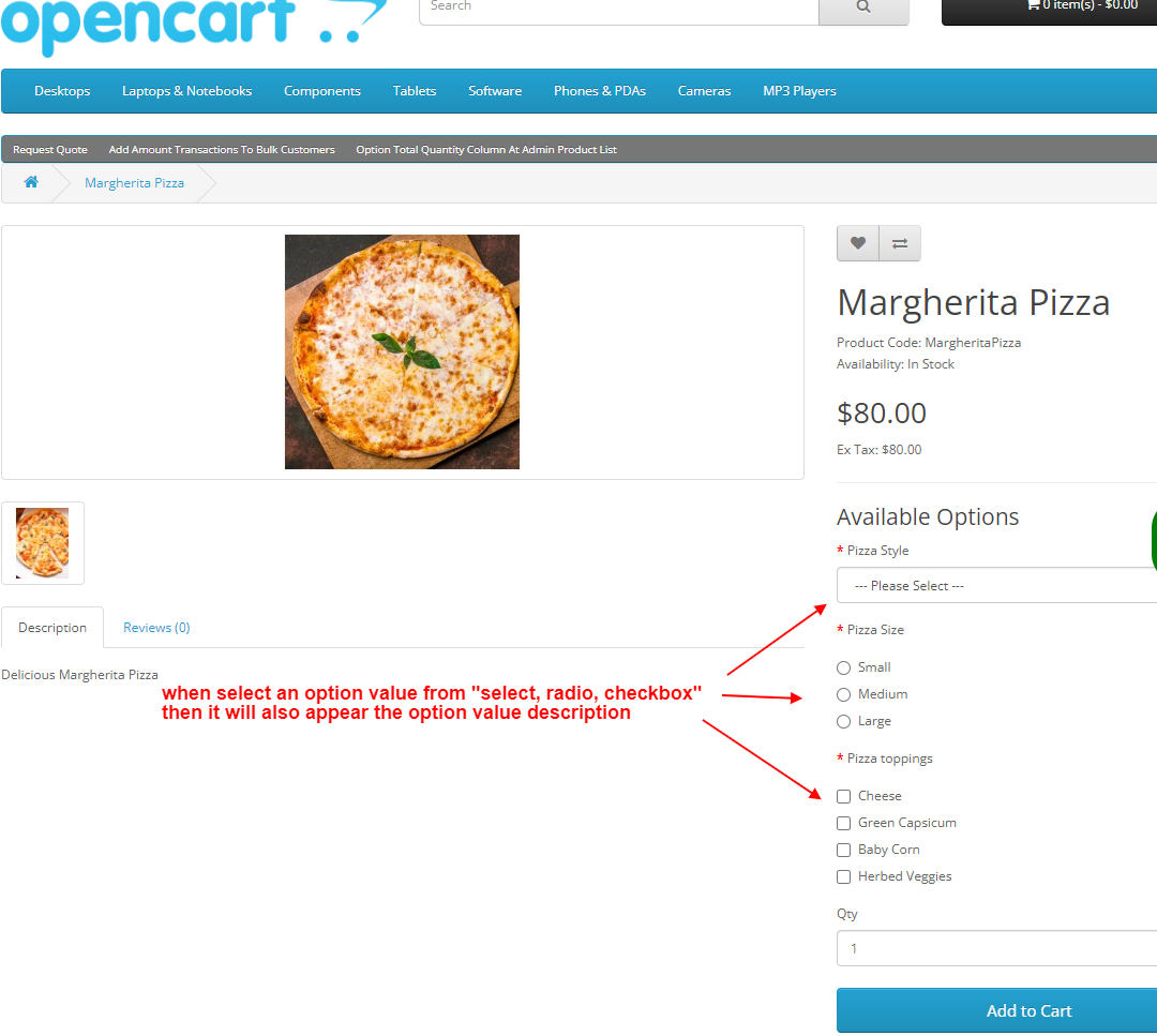 OpenCart - Product Option Value Description