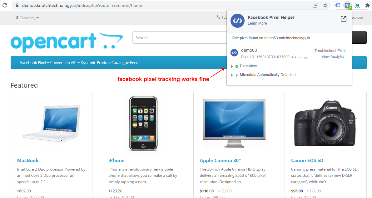 OpenCart Facebook Pixel + Conversion API + Dynamic Product Catalogue Feed
