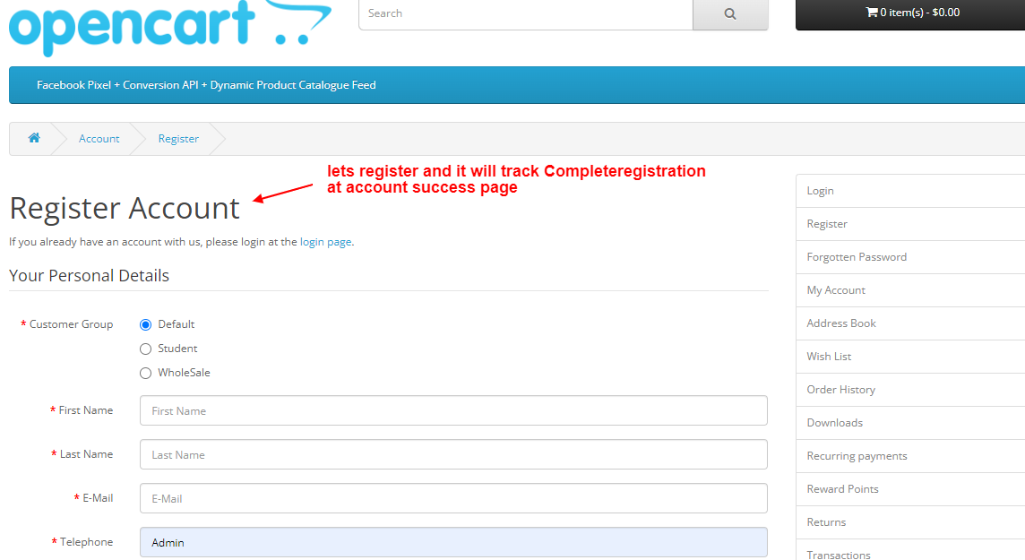 OpenCart Facebook Pixel + Conversion API + Dynamic Product Catalogue Feed