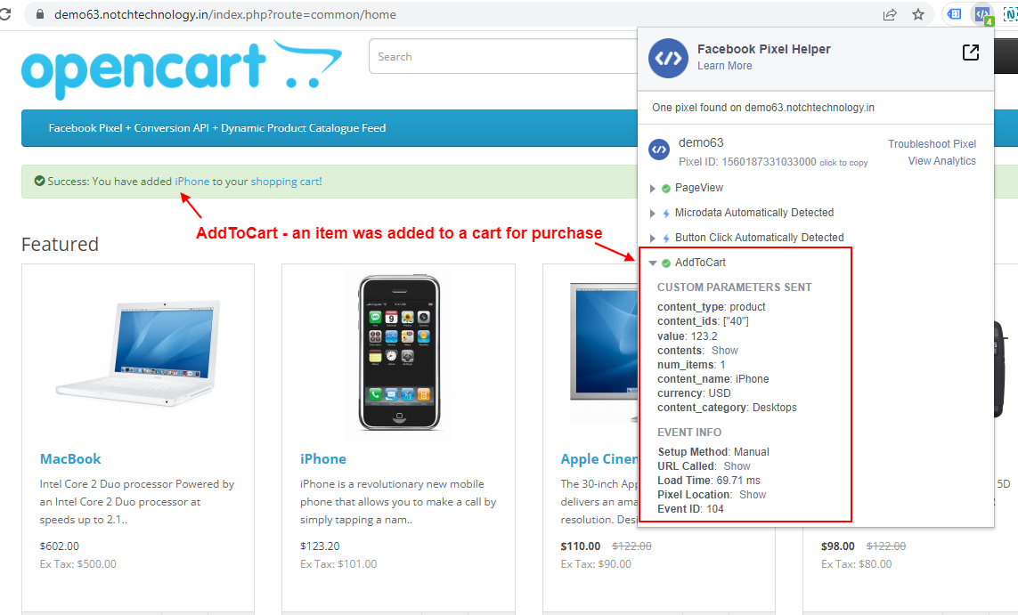 OpenCart Facebook Pixel + Conversion API + Dynamic Product Catalogue Feed