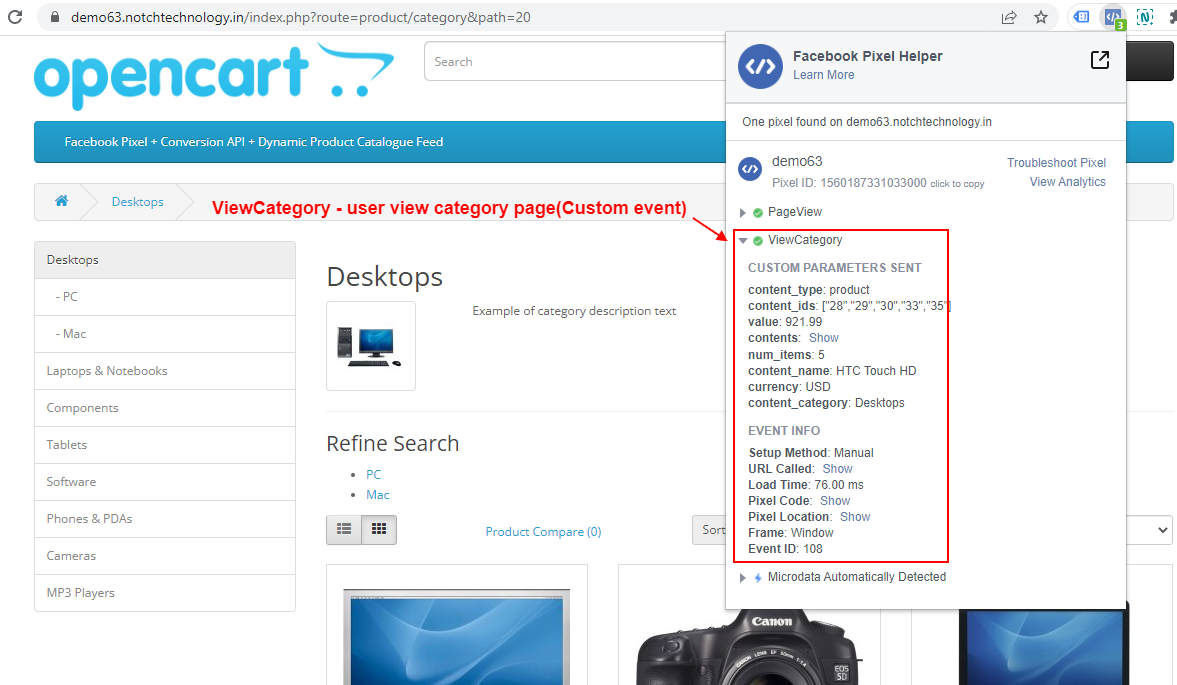 OpenCart Facebook Pixel + Conversion API + Dynamic Product Catalogue Feed