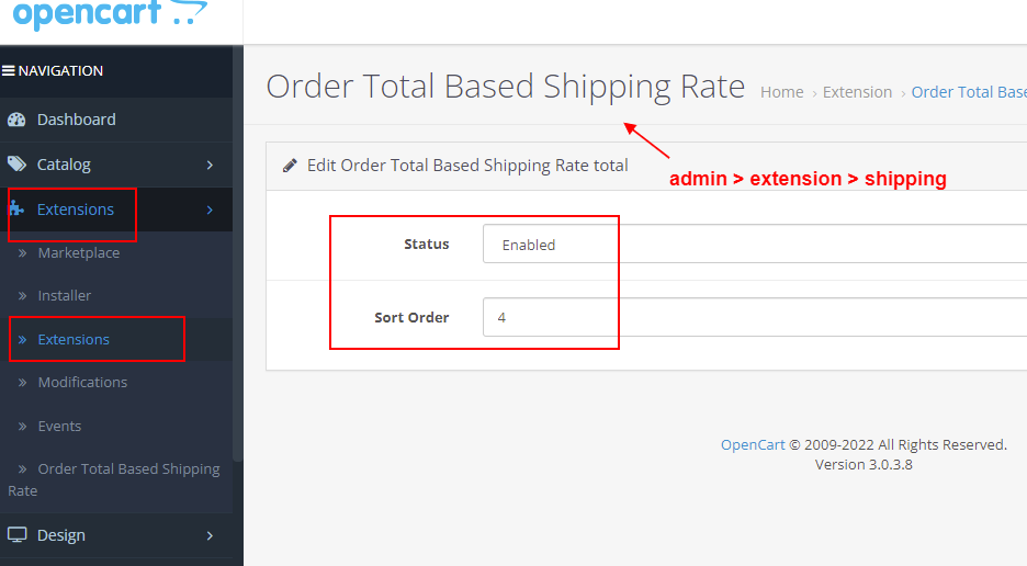 OpenCart Order Total Based Shipping Rate