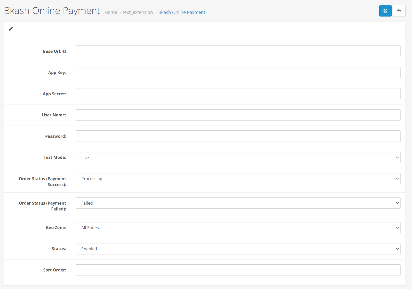 Opencart bkash online payment gateway