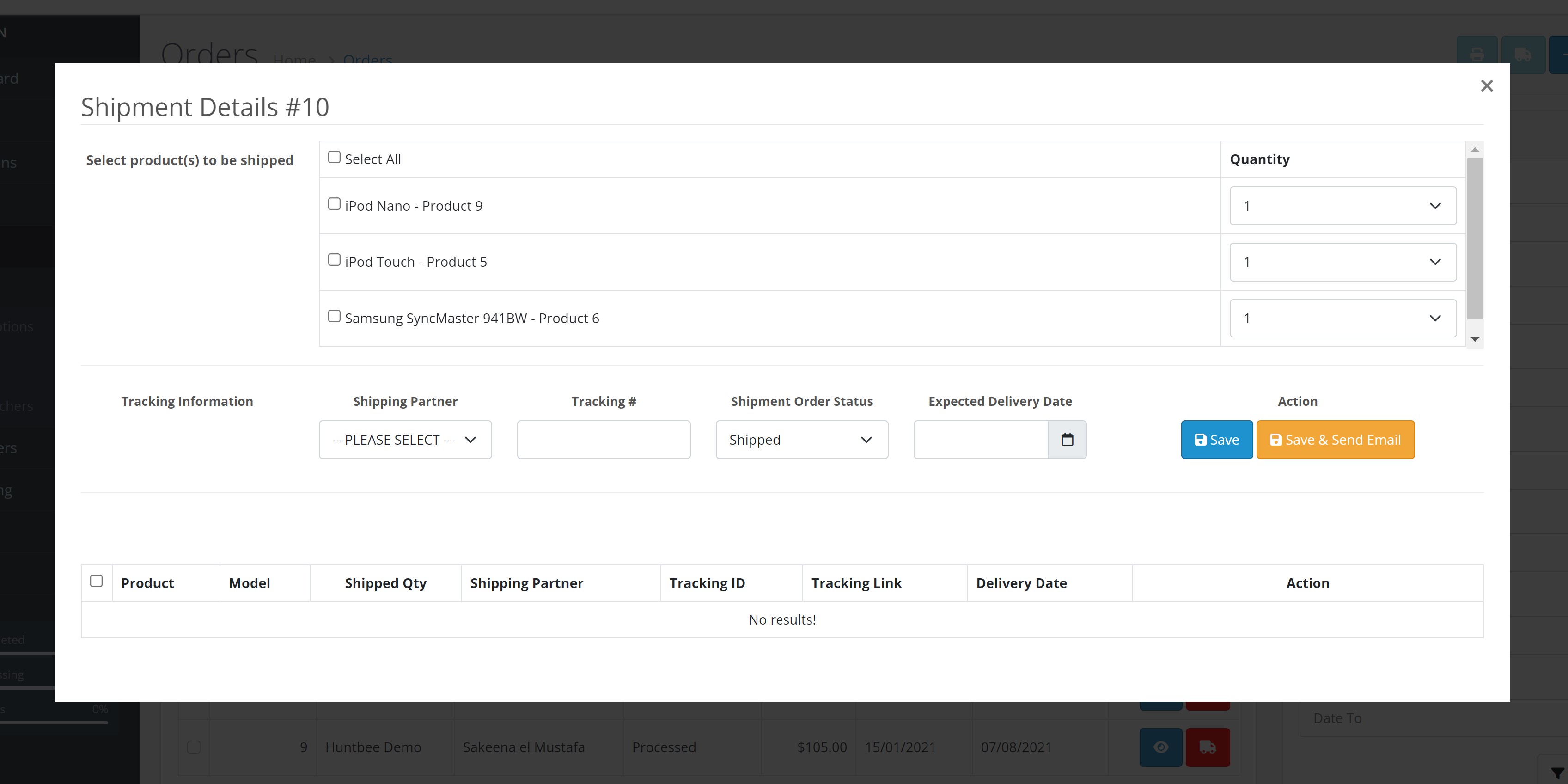 OpenCart - Order Shipment Tracking Details