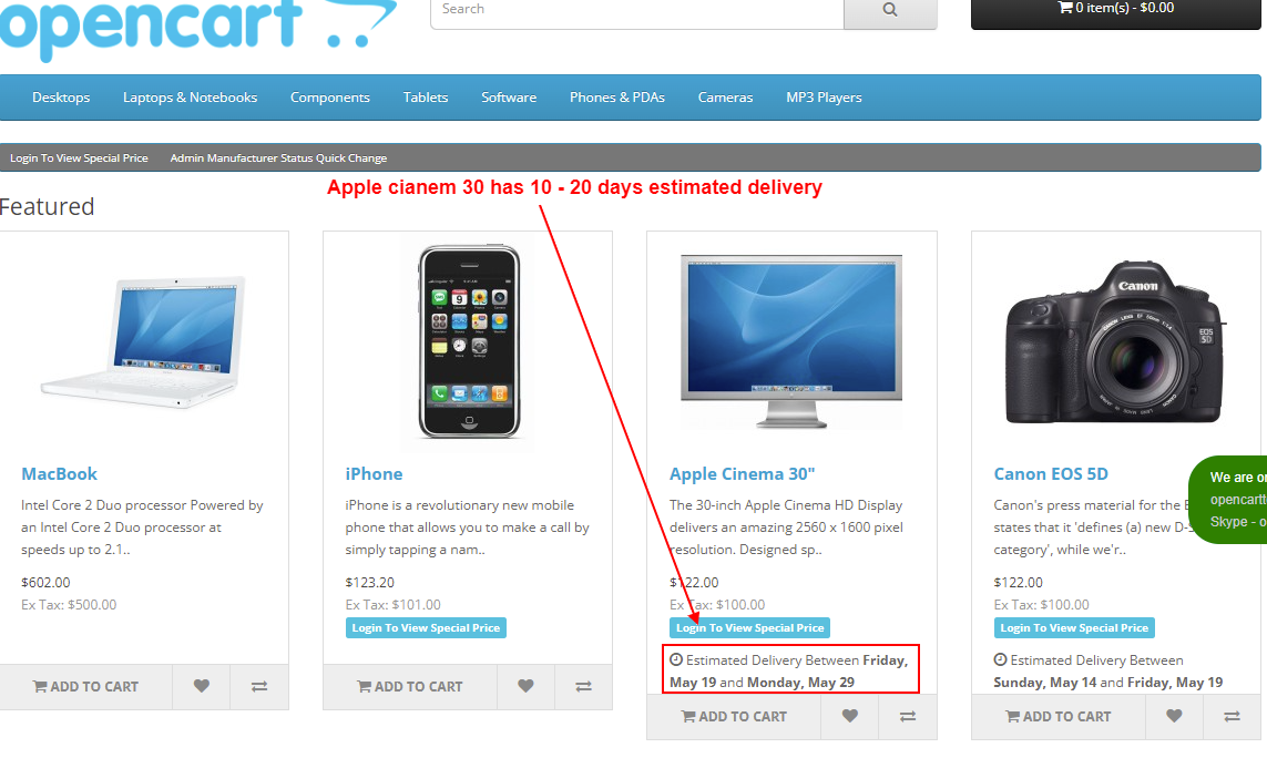 OpenCart - Estimate Delivery By Individual Category - Product Based